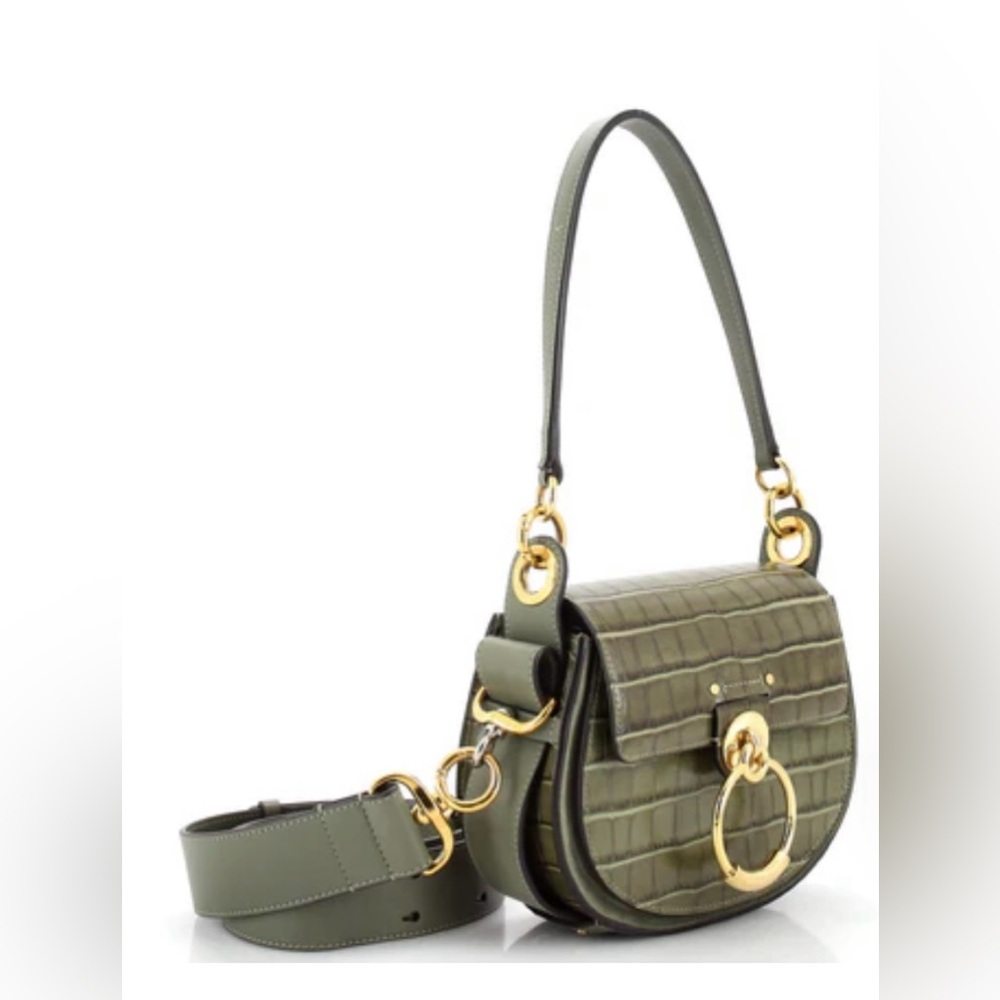 Chloe Tess Bag Crocodile Embossed Leather Small - Picture 2 of 16